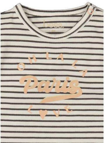 BESS baby gestreepte longsleeve off white bruin Wit Meisjes Katoen Ronde hals 50