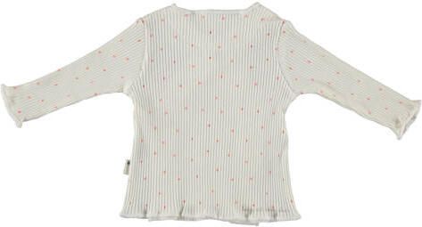 BESS baby longsleeve met stippen en overslag detail ecru lichtroze Meisjes Stretchkatoen V-hals 68 - Foto 2