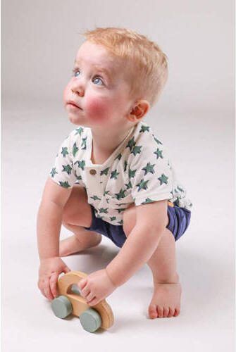 BESS baby T-shirt met sterren wit groen Jongens Katoen Ronde hals Sterren 50 - Foto 2