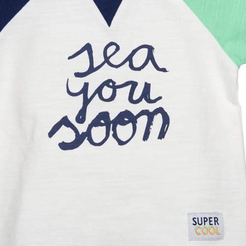BESS baby T-shirt met tekst wit groen blauw Jongens Katoen Ronde hals Tekst 56 - Foto 2