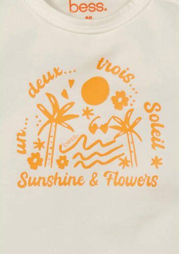 BESS baby T-shirt met tekst wit oranje Meisjes Katoen Ronde hals Tekst 50
