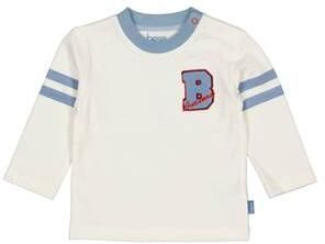 BESS gestreepte longsleeve ecru Jongens Stretchkatoen Ronde hals Printopdruk