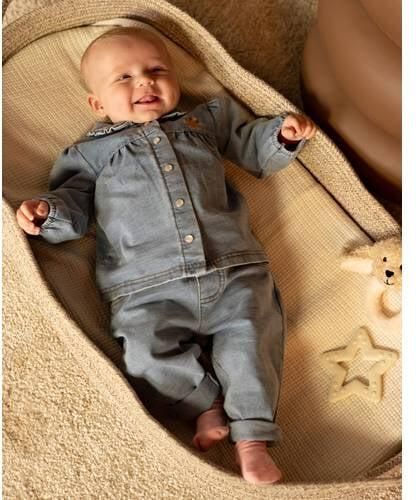 BESS katoenen regular fit babybroek blue denim Blauw Meisjes Stretchkatoen - Foto 2
