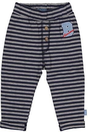 BESS katoenen regular fit gestreepte babybroek met patches donkerblauw grijs Jongens Stretchkatoen