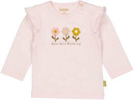 BESS longsleeve met ruches en print lichtroze Meisjes Stretchkatoen Henleykraag