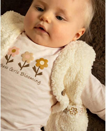 BESS longsleeve met ruches en print lichtroze Meisjes Stretchkatoen Henleykraag - Foto 2