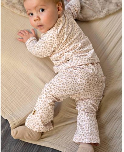 BESS regular fit flared legging met print ecru Broek Meisjes Stretchkatoen