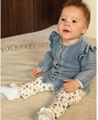 BESS regular fit legging met ruches ecru Broek Meisjes Katoen All over print - Foto 2