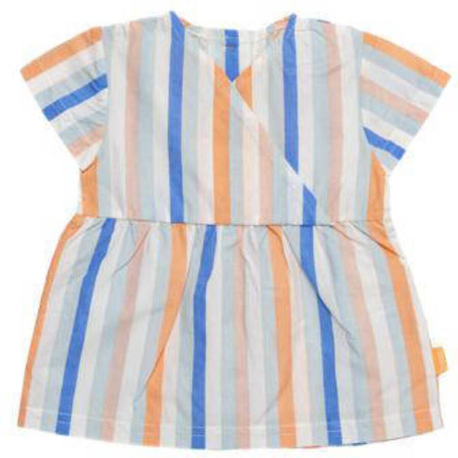 BESS baby gestreept T-shirt blauw oranje groen wit Meisjes Katoen V-hals 62