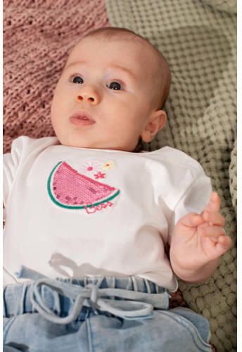 BESS T-shirt met pailletten wit Meisjes Katoen Ronde hals Printopdruk - Foto 3