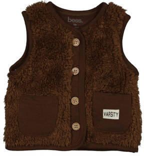 BESS teddy gilet bruin Effen | Gilet van