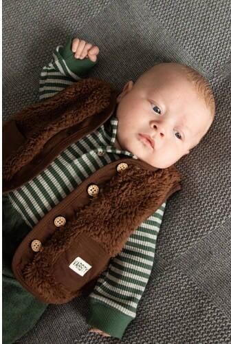 BESS teddy gilet bruin Effen | Gilet van - Foto 2