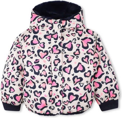 Billieblush gewatteerde jas roze Meisjes Polyester Capuchon Hartjes