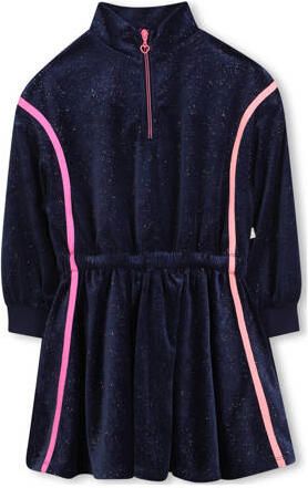 Billieblush korte jurk donkerblauw Meisjes Polyester Opstaande kraag Effen
