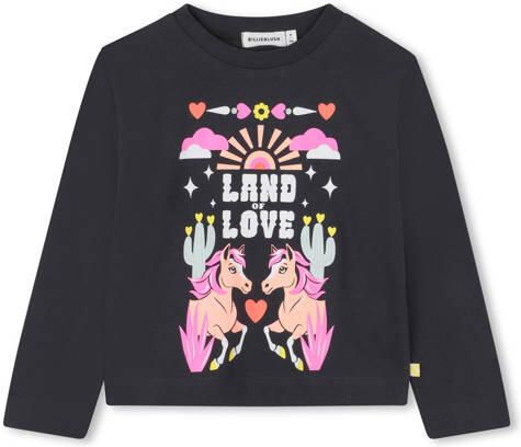 Billieblush longsleeve antraciet Grijs Meisjes Katoen Ronde hals Printopdruk