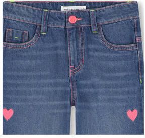 Billieblush straight leg jeans met hartjes medium blue denim Blauw Hartjes - Foto 2