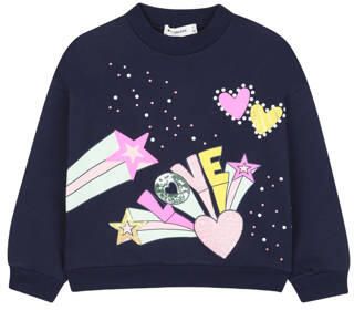 Billieblush sweater donkerblauw Meisjes Katoen Ronde hals Printopdruk