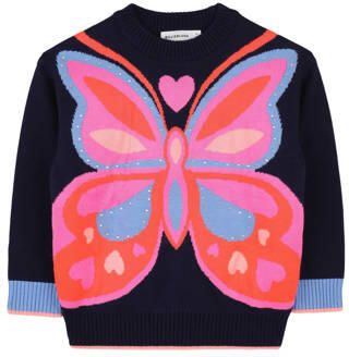 Billieblush sweater donkerblauw Meisjes Polyamide Ronde hals Printopdruk