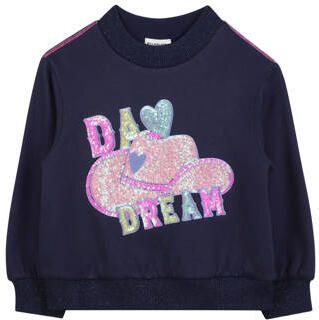 Billieblush sweater donkerblauw met glitter Meisjes Polyester Ronde hals