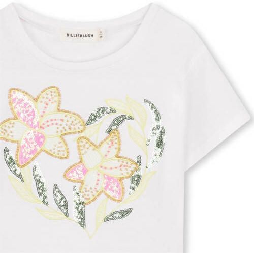 Billieblush T-shirt wit met pailletten Meisjes Katoen Ronde hals Printopdruk - Foto 2