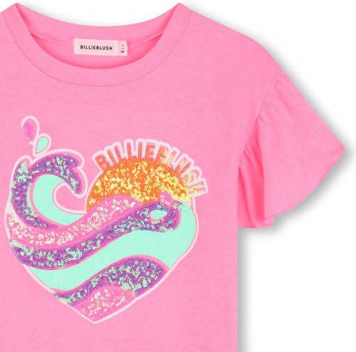 Billieblush t-shirtjurk met pailletten roze Meisjes Polyester Ronde hals