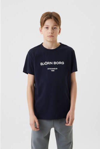 Björn Borg T-shirt met logo donkerblauw Jongens Katoen Ronde hals Logo 134 140 - Foto 5