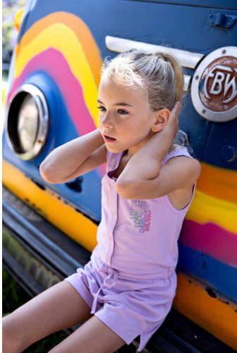Blue Rebel jumpsuit Isadora met printopdruk paars Meisjes Katoen Ronde hals 122 128 - Foto 2