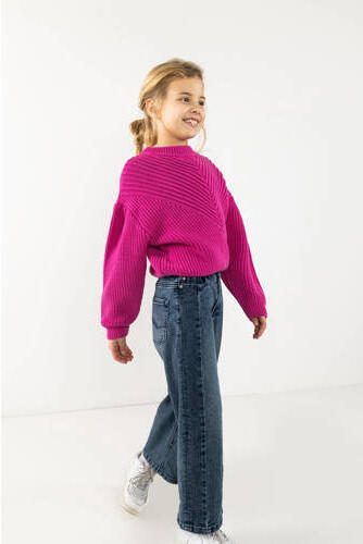 Blue Rebel trui Georgette fuchsia Roze Meisjes Katoen Ronde hals Effen 122 128