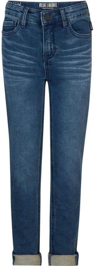 Blue Rebel slim fit jeans denim real blue Blauw Jongens Stretchdenim Effen 116