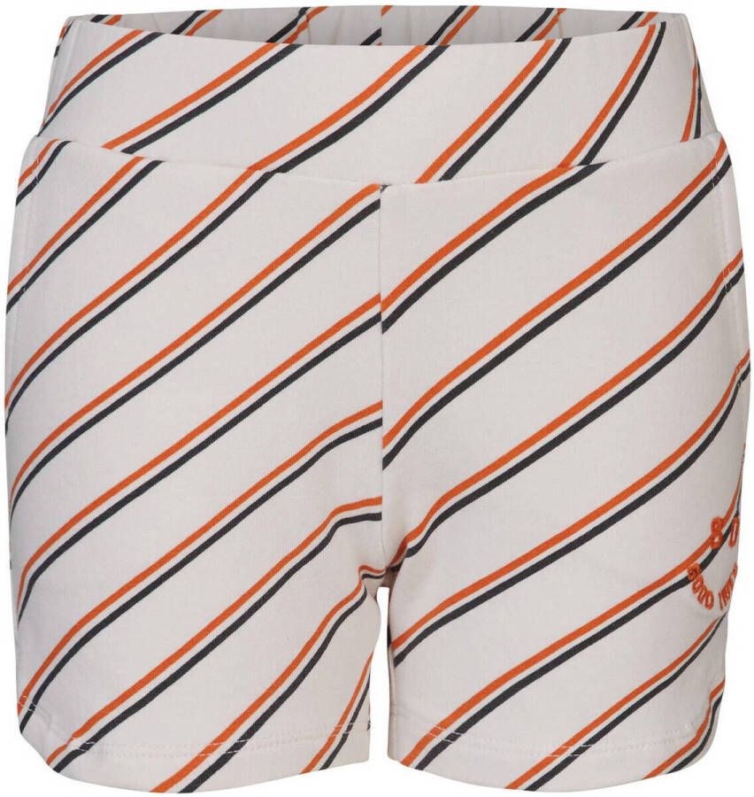 Blue Rebel gestreepte regular fit casual short ecru oranje d.blauw Korte broek Meisjes Stretchkatoen (duurzaam) 110 116