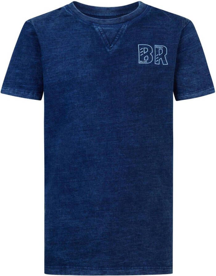Blue Rebel T-shirt met printopdruk donkerblauw Jongens Katoen Ronde hals 110 116