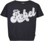 Blue Rebel T-shirt met logo zwart wit Meisjes Stretchkatoen Ronde hals 110 116 - Thumbnail 1