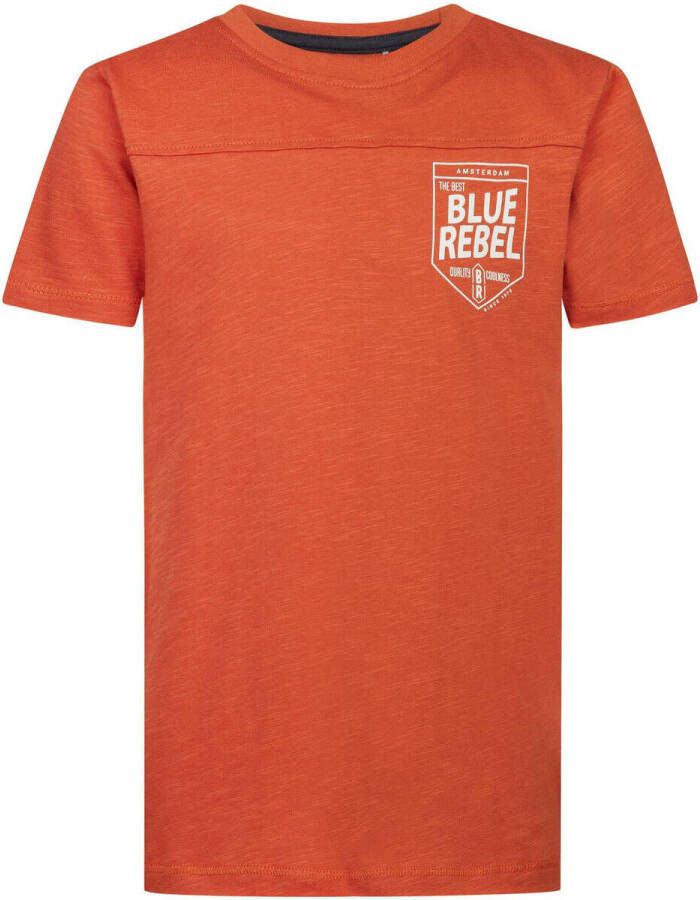 Blue Rebel T-shirt roest Oranje Jongens Katoen Ronde hals 146 152
