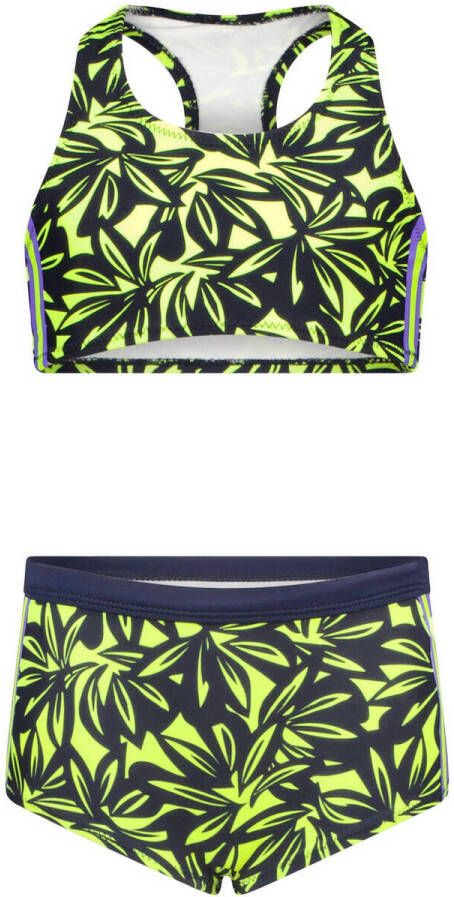 B.Nosy crop bikini B.Active limegroen donkerblauw Meisjes Polyamide All over print 116
