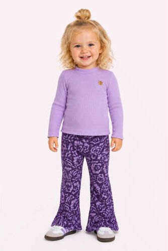 B.Nosy aansluitende longsleeve met borduursels lila Paars Meisjes Polyester Ronde hals