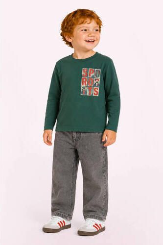 B.Nosy aansluitende longsleeve met print grijsgroen Jongens Katoen Ronde hals