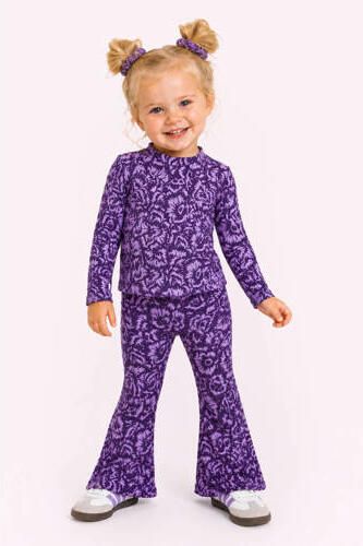 B.Nosy aansluitende longsleeve met print paars lila Meisjes Stretchkatoen Ronde hals