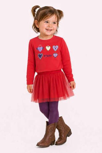 B.Nosy aansluitende longsleeve met print rood Meisjes Stretchkatoen Ronde hals
