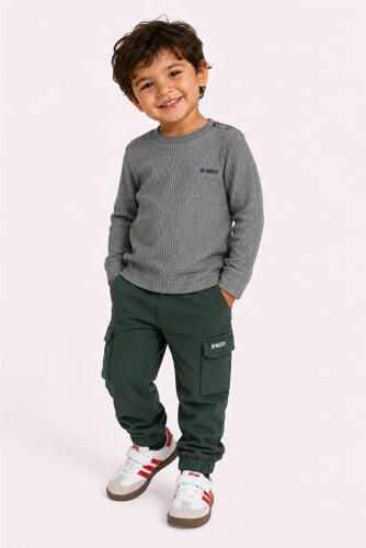 B.Nosy aansluitende longsleeve met wafelstructuur grijs Jongens Katoen Ronde hals