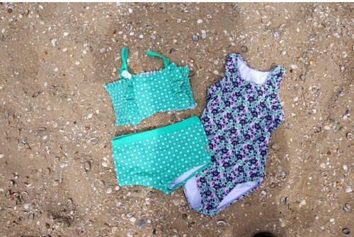 B.Nosy crop bikini met ruches turquoise Blauw Meisjes Polyester All over print 122 128