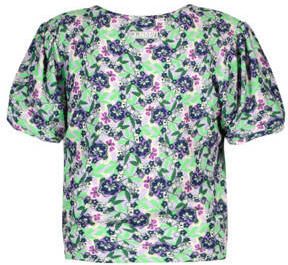B.Nosy gebloemd T-shirt Veerle lichtgroen donkerblauw paars Meisjes Polyester Ronde hals 122 128