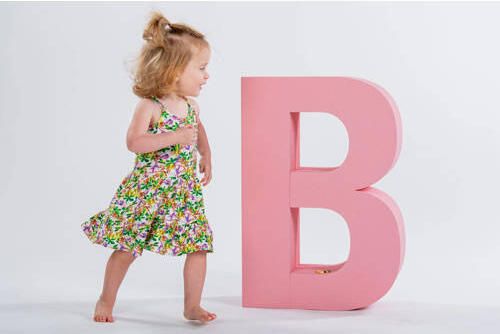 B.Nosy gebloemde A-lijn jurk roze geel multicolor Meisjes Polyester Ronde hals 74 - Foto 4