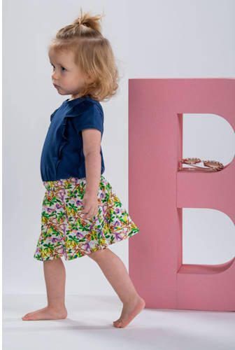 B.Nosy gebloemde jurk donkerblauw groen roze Meisjes Polyester Ronde hals 86 - Foto 2