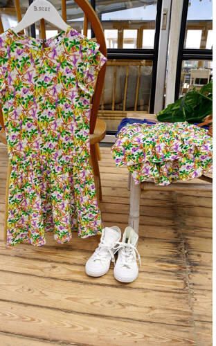 B.Nosy gebloemde jurk roze groen geel Meisjes Polyester Ronde hals Bloemen 158 164