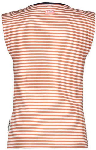 B.Nosy gestreept T-shirt oranje wit Meisjes Katoen Ronde hals Streep 122-128 - Foto 2