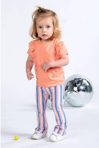 B.Nosy gestreepte flared broek Patty roze blauw geel Meisjes Stretchkatoen 74 - Foto 2