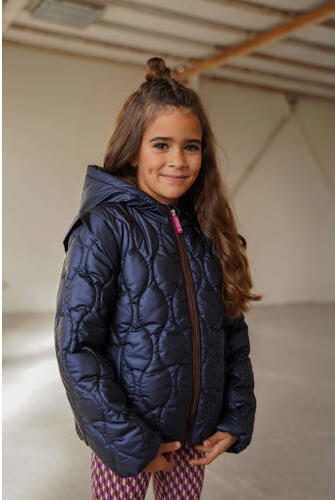 B.Nosy gewatteerde winterjas van gerecycled polyester donkerblauw Meisjes Gerecycled polyester (duurzaam) Capuchon 98 - Foto 3