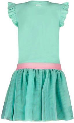 B.Nosy jurk met printopdruk en ruches mintgroen roze Meisjes Viscose Ronde hals 146-152