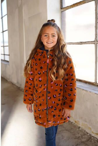 B.Nosy reversible winterjas met imitatiebont roest blauw Bruin Meisjes Gerecycled polyester Capuchon 134 140 - Foto 4