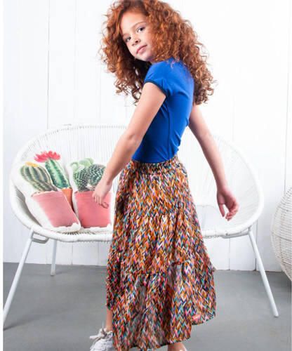 B.Nosy rok met grafische print bruin multicolor Meisjes Polyester Grafisch 92